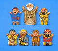 Set of colorful figurines of biblical characters.