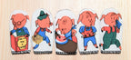 "FIVE LITTLE PIGGIES" + STORY - Set of 5 finger puppets