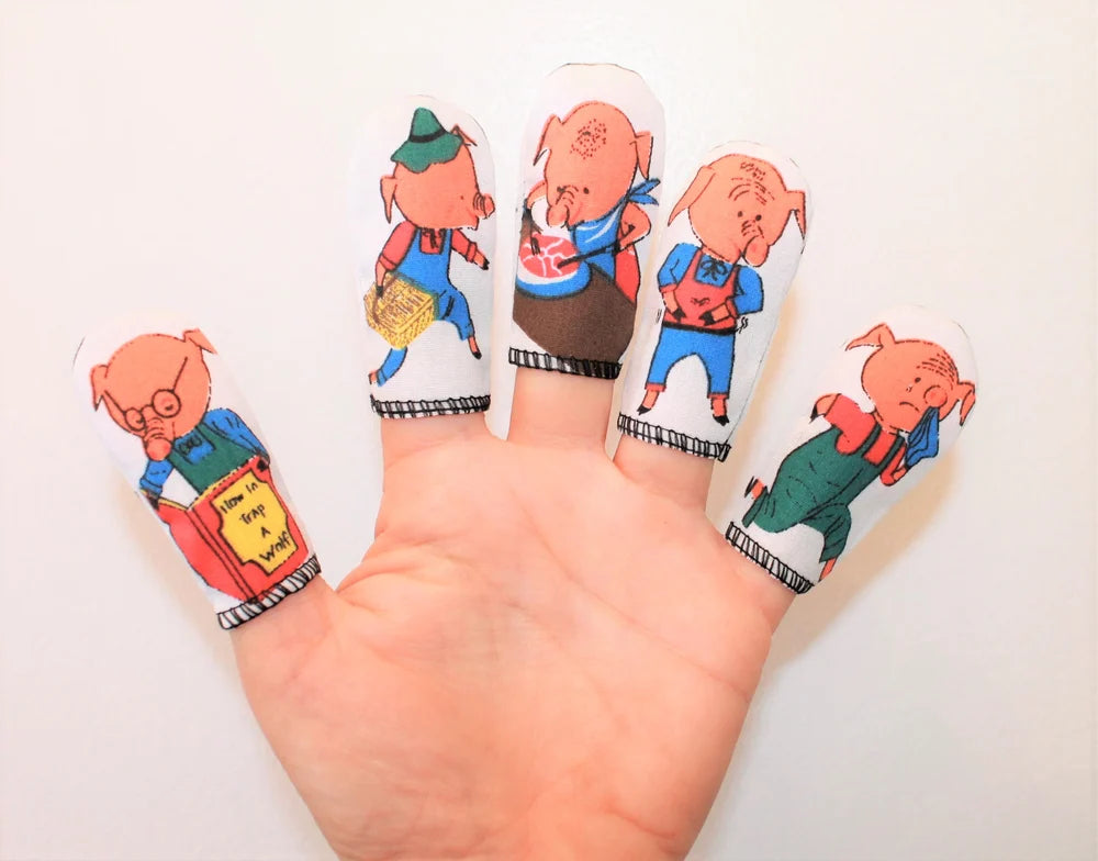 "FIVE LITTLE PIGGIES" + STORY - Set of 5 finger puppets