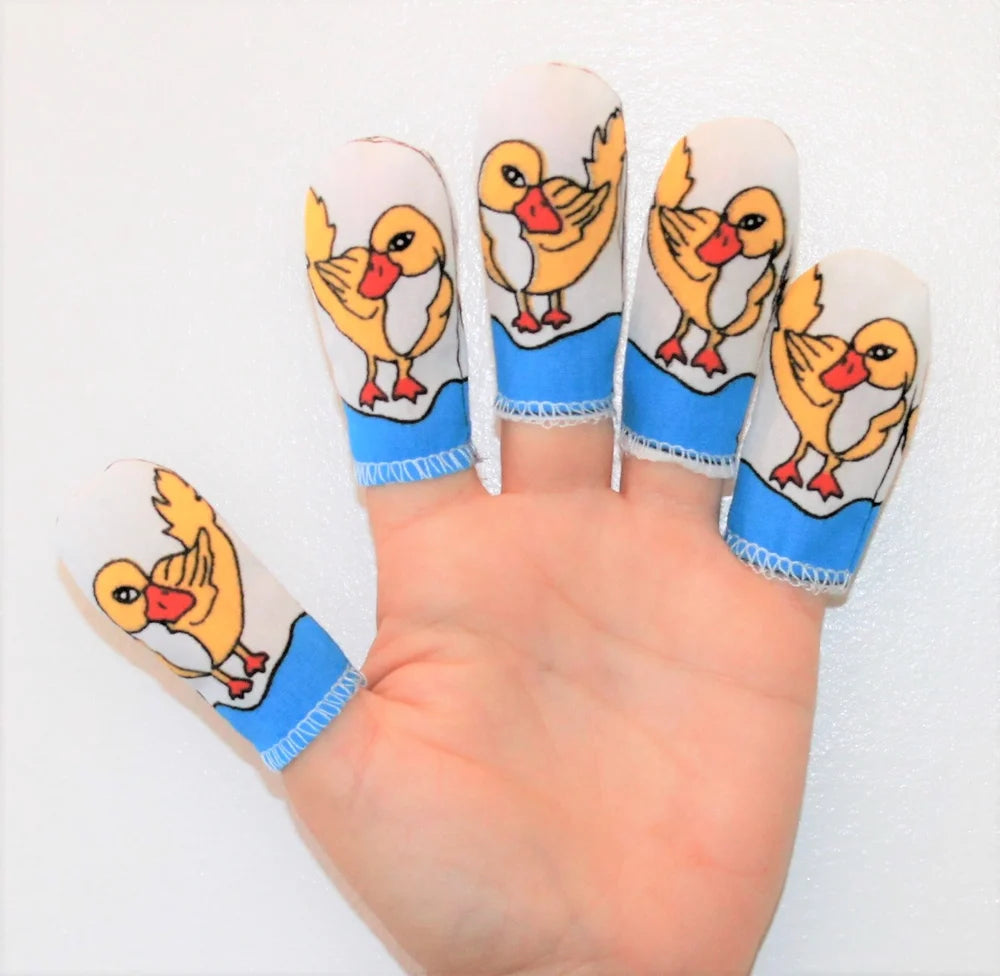 "FIVE LITTLE DUCKS" + STORY - Set of 5 finger puppets