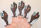 "FIVE LITTLE MONKEYS" + STORY - Set of 5 finger puppets