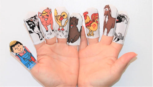 "OLD MCDONALD HAD A FARM" + STORY - Set of 8 finger puppets