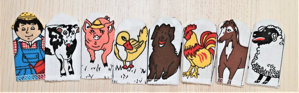 "OLD MCDONALD HAD A FARM" + STORY - Set of 8 finger puppets