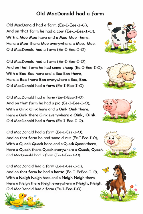 "OLD MCDONALD HAD A FARM" + STORY - Set of 8 finger puppets