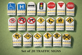 Set of 20 traffic sign finger puppets 