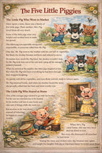 "FIVE LITTLE PIGGIES" + STORY - Set of 5 finger puppets