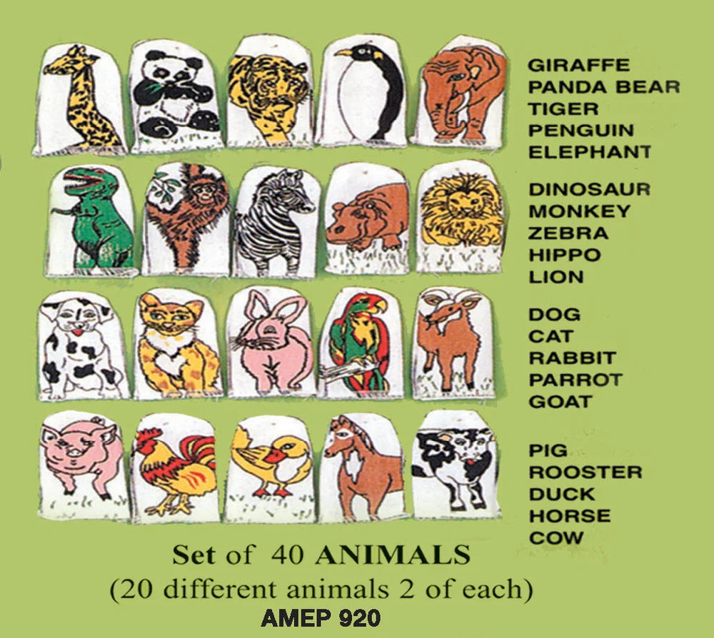 Set of 40 Animals Finger Puppets