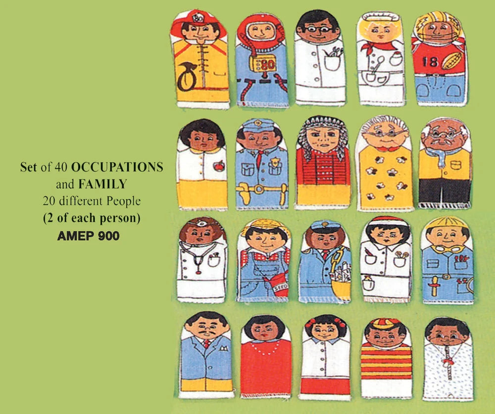 Set of 40 Occupations & Family Finger Puppets